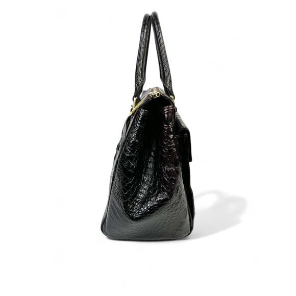 Brahmin Malia Satchel In Cocoa Melbourne Crocodile Embossed Leather - Picture 4 of 16